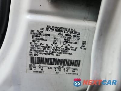 Zdjęcie 13 z 14 samochodu: 2002 MAZDA TRIBUTE LX VIN:4F2YU09102KM51326 - miniatura