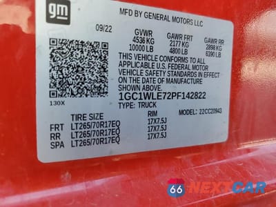 Zdjęcie 12 z 12 samochodu: 2023 CHEVROLET SILVERADO C2500 HEAVY DUTY VIN:1GC1WLE72PF142822 - miniatura