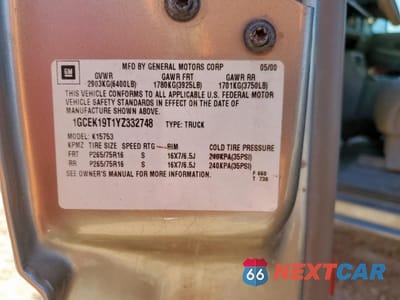 Zdjęcie 12 z 12 samochodu: 2000 CHEVROLET SILVERADO K1500 VIN:1GCEK19T1YZ332748 - miniatura