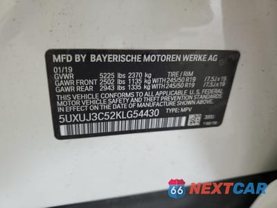 Zdjęcie 13 z 16 samochodu: 2019 BMW X4 XDRIVE30I VIN:5UXUJ3C52KLG54430 - miniatura