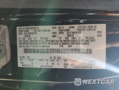 Zdjęcie 12 z 14 samochodu: 2015 LINCOLN MKC VIN:5LMCJ1A92FUJ48044 - miniatura