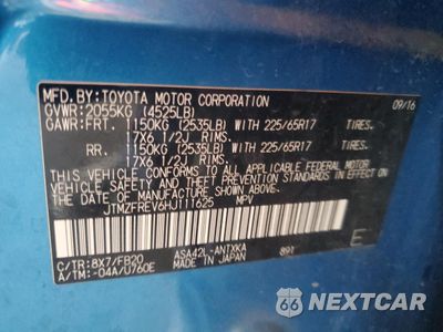 Zdjęcie 12 z 13 samochodu: 2017 TOYOTA RAV4 VIN:JTMZFREV6HJ111625 - miniatura