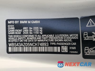Zdjęcie 13 z 13 samochodu: 2022 BMW M4 COMPETITION VIN:WBS43AZ05NCH74893 - miniatura