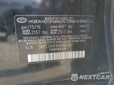 Zdjęcie 12 z 12 samochodu: 2017 HYUNDAI SONATA SPORT VIN:5NPE34AF6HH461001 - miniatura