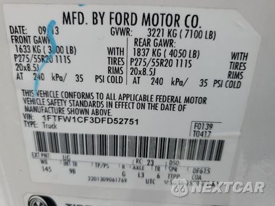 Zdjęcie 12 z 14 samochodu: 2013 FORD F150 SUPERCREW VIN:1FTFW1CF3DFD52751 - miniatura