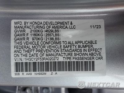 Zdjęcie 13 z 15 samochodu: 2024 HONDA ACCORD HYBRID SPORT VIN:1HGCY2F53RA020272 - miniatura