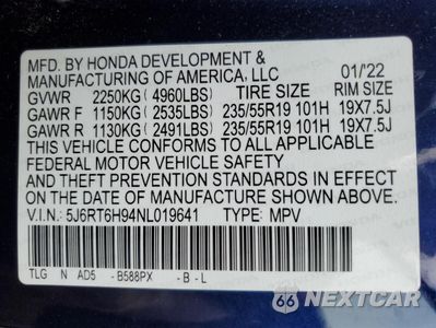 Zdjęcie 14 z 14 samochodu: 2022 HONDA CR-V TOURING VIN:5J6RT6H94NL019641 - miniatura