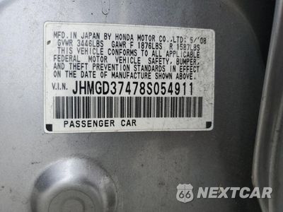 Zdjęcie 12 z 14 samochodu: 2008 HONDA FIT VIN:JHMGD37478S054911 - miniatura