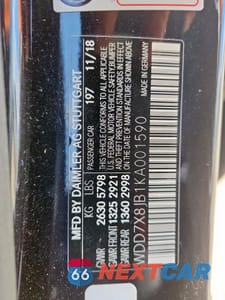 Zdjęcie 12 z 15 samochodu: 2019 MERCEDES-BENZ AMG GT 63 VIN:WDD7X8JB1KA001590 - miniatura