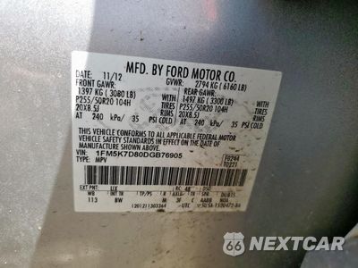 Zdjęcie 14 z 16 samochodu: 2013 FORD EXPLORER XLT VIN:1FM5K7D80DGB76905 - miniatura