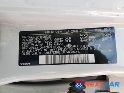 Zdjęcie 12 z 14 samochodu: 2008 VOLVO XC70 3.2 VIN:YV4940BZ8B1096297 - miniatura