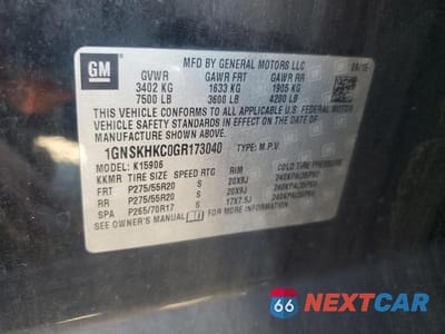 Zdjęcie 13 z 13 samochodu: 2016 CHEVROLET SUBURBAN K1500 LT VIN:1GNSKHKC0GR173040 - miniatura