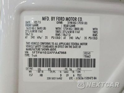 Zdjęcie 12 z 12 samochodu: 2015 FORD F150 SUPERCREW VIN:1FTFW1EGXFFA47868 - miniatura