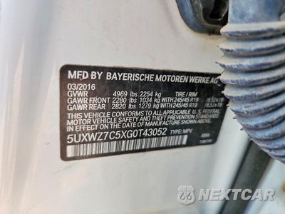 Zdjęcie 12 z 12 samochodu: 2016 BMW X3 SDRIVE28I VIN:5UXWZ7C5XG0T43052 - miniatura