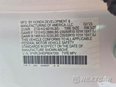 Zdjęcie 14 z 14 samochodu: 2023 HONDA ODYSSEY TOURING VIN:5FNRL6H83PB047059 - miniatura