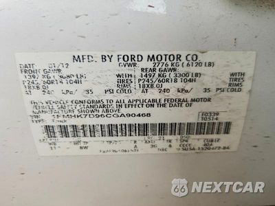 Zdjęcie 13 z 13 samochodu: 2012 FORD EXPLORER XLT VIN:1FMHK7D96CGA90468 - miniatura