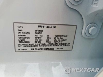 Zdjęcie 12 z 12 samochodu: 2026 TESLA MODEL Y VIN:7SAYGDED0TF525800 - miniatura