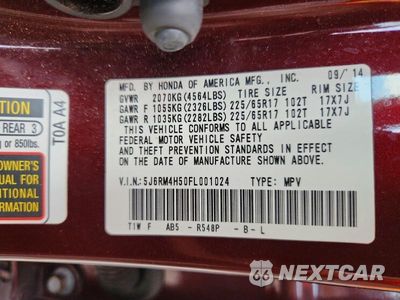 Zdjęcie 13 z 13 samochodu: 2015 HONDA CR-V EX VIN:5J6RM4H50FL001024 - miniatura