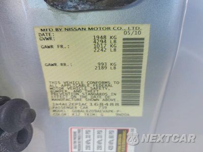 Zdjęcie 13 z 13 samochodu: 2010 NISSAN ALTIMA 2.5 S VIN:1N4AL2EP1AC168488 - miniatura
