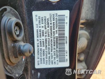 Zdjęcie 12 z 12 samochodu: 2017 HONDA CIVIC EX VIN:19XFC2F74HE009403 - miniatura