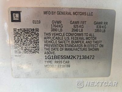 Zdjęcie 13 z 13 samochodu: 2019 CHEVROLET CRUZE LT VIN:1G1BE5SM2K7138472 - miniatura