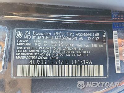 Zdjęcie 12 z 12 samochodu: 2003 BMW Z4 3.0 VIN:4USBT53463LU03196 - miniatura
