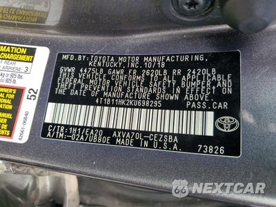 Zdjęcie 12 z 12 samochodu: 2019 TOYOTA CAMRY SE VIN:4T1B11HK2KU698295 - miniatura