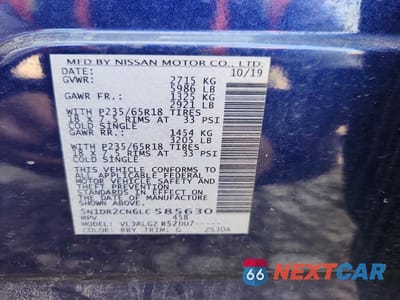 Zdjęcie 13 z 13 samochodu: 2020 NISSAN PATHFINDER SL VIN:5N1DR2CN6LC585630 - miniatura