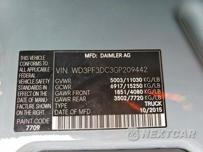 Zdjęcie 12 z 12 samochodu: 2016 MERCEDES-BENZ SPRINTER 3500 DELIVERY VAN VIN:WD3PF3DC3GP209442 - miniatura