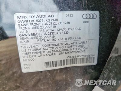Zdjęcie 12 z 12 samochodu: 2022 AUDI Q5 PREMIUM PLUS 40 VIN:WA1BBAFY7N2106716 - miniatura