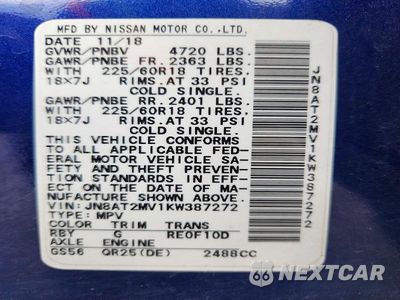 Zdjęcie 13 z 13 samochodu: 2019 NISSAN ROGUE SV VIN:JN8AT2MV1KW387272 - miniatura