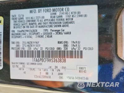 Zdjęcie 12 z 12 samochodu: 2017 FORD MUSTANG GT VIN:1FA6P8CF9H5263838 - miniatura