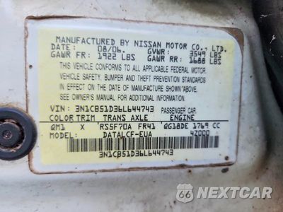 Zdjęcie 12 z 12 samochodu: 2006 NISSAN SENTRA 1.8 VIN:3N1CB51D36L644743 - miniatura