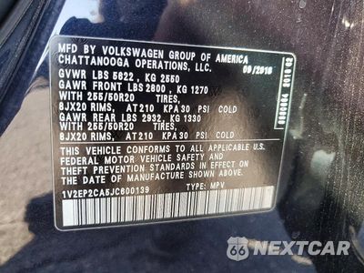 Zdjęcie 13 z 13 samochodu: 2018 VOLKSWAGEN ATLAS SEL VIN:1V2EP2CA5JC600139 - miniatura