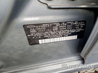 Zdjęcie 12 z 12 samochodu: 2010 HYUNDAI ELANTRA GLS VIN:KMHDU4AD7AU165595 - miniatura
