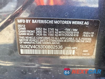 Zdjęcie 13 z 13 samochodu: 2013 BMW X5 XDRIVE35I VIN:5UXZV4C53D0B02536 - miniatura