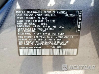 Zdjęcie 12 z 12 samochodu: 2020 VOLKSWAGEN ATLAS CROSS SPORT SE VIN:1V2YC2CA7LC205049 - miniatura