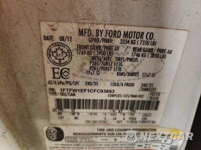 Zdjęcie 12 z 12 samochodu: 2012 FORD F150 SUPERCREW VIN:1FTFW1EF1CFC83893 - miniatura