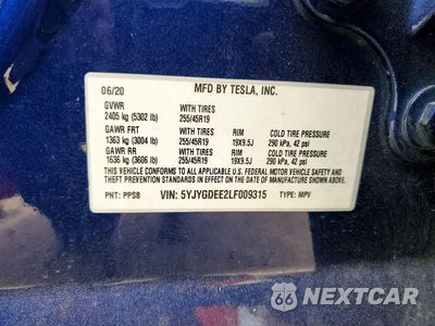Zdjęcie 12 z 12 samochodu: 2020 TESLA MODEL Y VIN:5YJYGDEE2LF009315 - miniatura