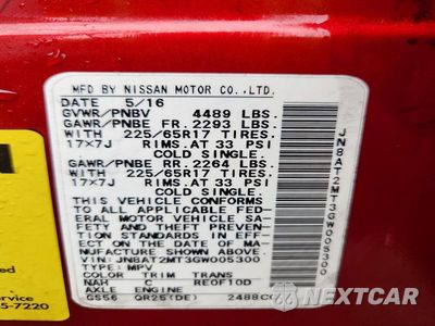 Zdjęcie 14 z 14 samochodu: 2016 NISSAN ROGUE S VIN:JN8AT2MT3GW005300 - miniatura