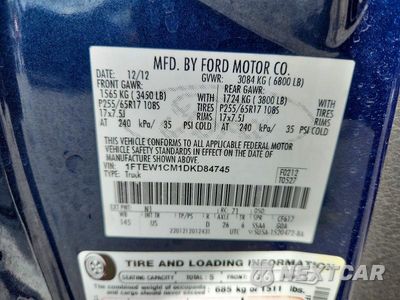 Zdjęcie 12 z 12 samochodu: 2013 FORD F150 SUPERCREW VIN:1FTEW1CM1DKD84745 - miniatura