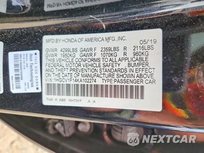 Zdjęcie 13 z 13 samochodu: 2019 HONDA ACCORD LX VIN:1HGCV1F14KA102274 - miniatura