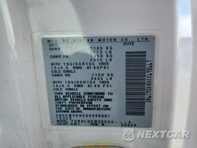 Zdjęcie 12 z 12 samochodu: 2019 NISSAN NV200 S DELIVERY VAN VIN:3N6CM0KNXKK698667 - miniatura