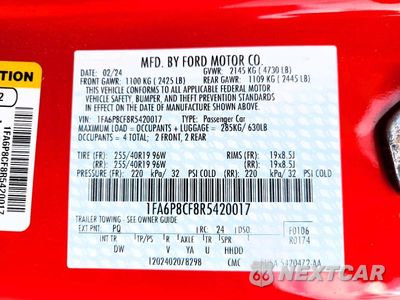 Zdjęcie 12 z 12 samochodu: 2024 FORD MUSTANG GT VIN:1FA6P8CF8R5420017 - miniatura