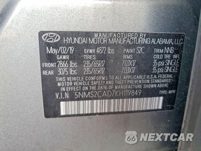Zdjęcie 13 z 13 samochodu: 2019 HYUNDAI SANTA FE SE VIN:5NMS2CAD7KH119849 - miniatura