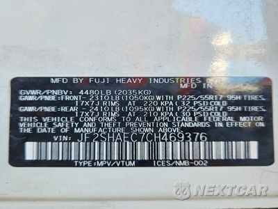 Zdjęcie 13 z 13 samochodu: 2012 SUBARU FORESTER LIMITED VIN:JF2SHAEC7CH469376 - miniatura