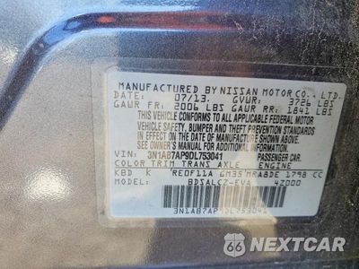 Zdjęcie 12 z 12 samochodu: 2013 NISSAN SENTRA S VIN:3N1AB7AP9DL753041 - miniatura