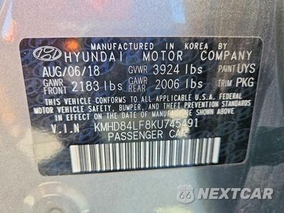 Zdjęcie 12 z 12 samochodu: 2019 HYUNDAI ELANTRA SEL VIN:KMHD84LF8KU745491 - miniatura