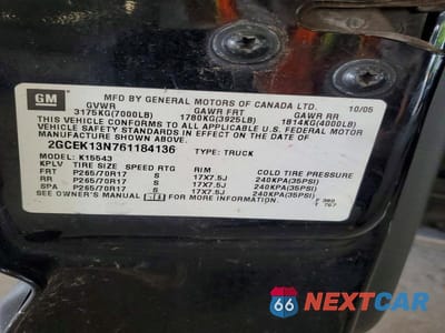 Zdjęcie 13 z 13 samochodu: 2006 CHEVROLET SILVERADO K1500 VIN:2GCEK13N761184136 - miniatura