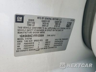 Zdjęcie 12 z 12 samochodu: 2015 CHEVROLET TAHOE VIN:1GNSKBKC1FR103994 - miniatura